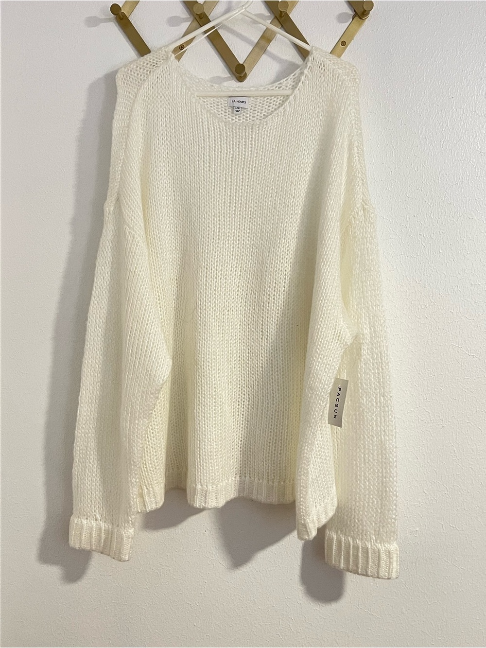 PacSun LA Hearts Open-Knit Oversized Crew Sweater